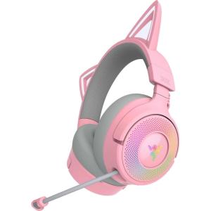 imageRazer Kraken Kitty V3 Pro Wireless RGB Gaming Headset Chroma RGB Kitty Ears  24 GHz Bluetooth 53 USB A  Super Wideband Mic  40mm Drivers  THX Spatial Audio  Comfortable Ear Cushions  WhiteQuartz Pink