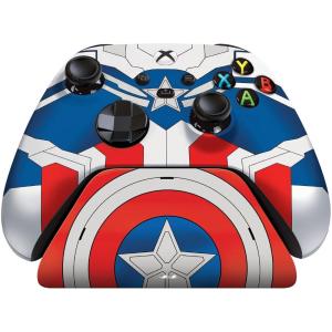 imageRazer Limited Edition Captain America Wireless Controller ampamp Quick Charging Stand Bundle for Xbox Series XS Xbox One Impulse Triggers  Textured Grips  12hr Battery Life  Magnetic Secure ChargingCaptain America
