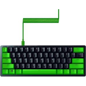 imageRazer Huntsman Mini 60 Gaming Keyboard  PBT Keycap  Coiled Cable Upgrade Set Bundle Classic BlackClicky Optical  Quartz PinkBlack Keyboard  Green Upgrade Set