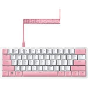 imageRazer Huntsman Mini 60 Gaming Keyboard  PBT Keycap  Coiled Cable Upgrade Set Bundle Classic BlackClicky Optical  Quartz PinkWhite Keyboard  Pink Upgrade Set