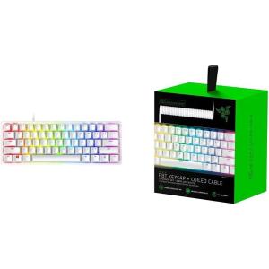 imageRazer Huntsman Mini 60 Gaming Keyboard  PBT Keycap  Coiled Cable Upgrade Set Bundle Classic BlackClicky Optical  Quartz PinkWhite Keyboard  White Upgrade Set