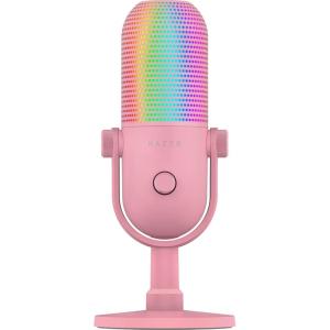 imageRazer Seiren V3 Chroma RGB USB Microphone Stream ampamp Game Reactive Lighting  TaptoMute Sensor  Condenser Mic  Digital Gain Limiter ampamp Shock Absorber  PC Discord OBS Studio XSplit  BlackQuartz Pink