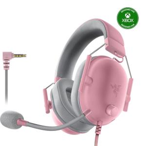 imageRazer BlackShark V2 X Gaming Headset Special Edition  50mm Drivers  Cardioid Mic  Comfortable Noise Isolating Earcups  for PC Mac PS5 Xbox One Nintendo Switch via 35mm Audio Jack  WhiteQuartz Pink