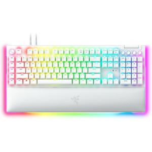 imageRazer BlackWidow V4 Pro Wired Mechanical Gaming Keyboard Green Switches Tactile amp Clicky  Doubleshot ABS Keycaps  Command Dial  8 Dedicated Macro Keys  Chroma RGB  Magnetic Wrist Rest  White